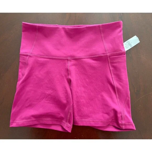 Old Navy NWT Active PowerPress High Rise Biker Shorts in Hot Pink Medium - Picture 2 of 10